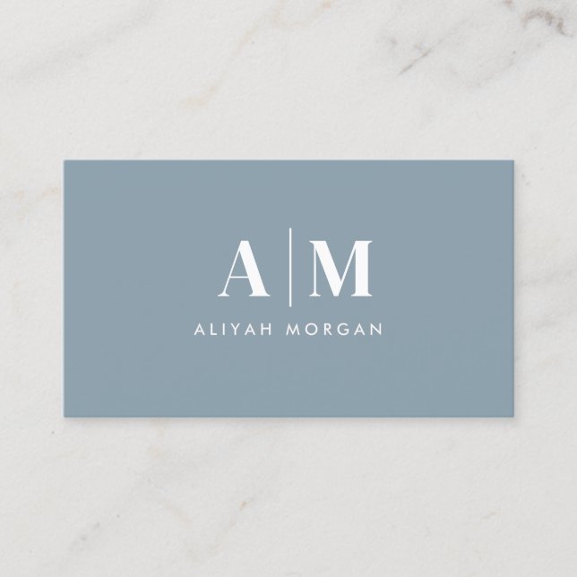 Accountant Monogram Simple Minimalist Dusty Blue  Business Card (Front)