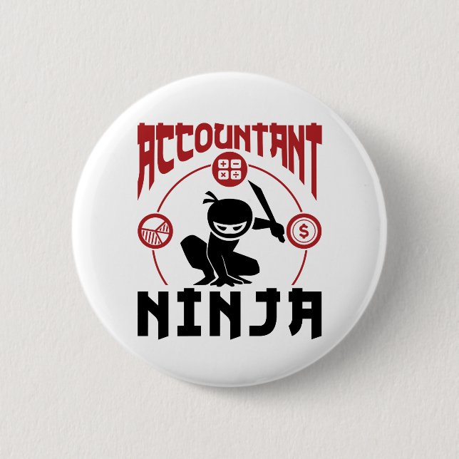 Accountant Ninja Accounting CPA 2 Inch Round Button (Front)