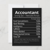 Accountant Nutrition Fact, Nutrition Facts