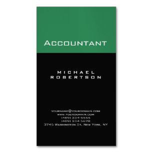 Accountant Sea Green Black Minimalist Magnetic Business Card