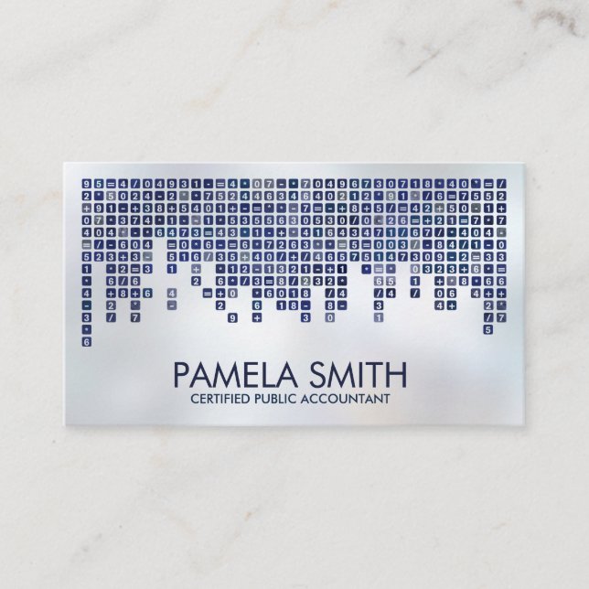 Accountant Services - Blue Number Pattern Business Card (Front)