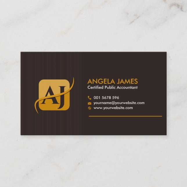 Accountant Services  - Brown and Harvest Yellow Business Card (Front)