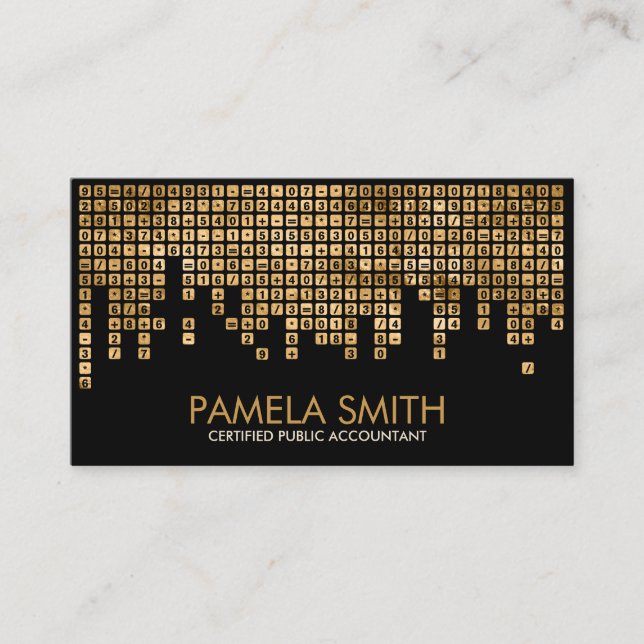 Accountant Services - Gold Numbers Buttons  Business Card (Front)
