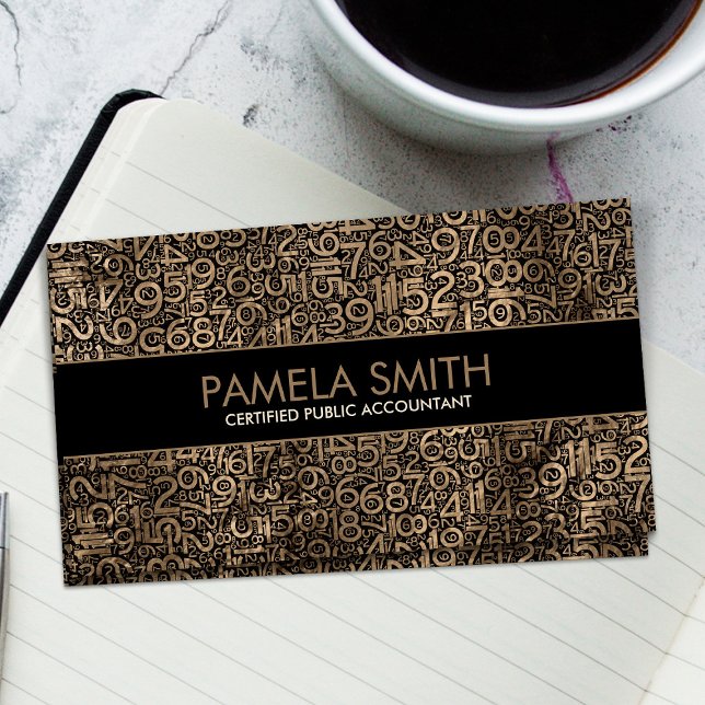 Accountant Services - Gold Numbers Pattern Business Card (Creator Uploaded)