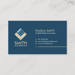 Accountant Services - Indigo Blue and Beige Business Card