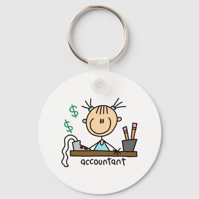 Accountant Stick Figure Keychain (Front)