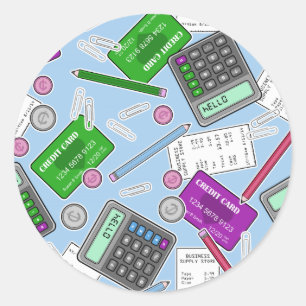 Accounting / Accountant Themed Pattern Classic Round Sticker