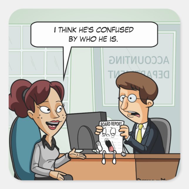 Accounting Board of Directors Pun Square Sticker (Front)