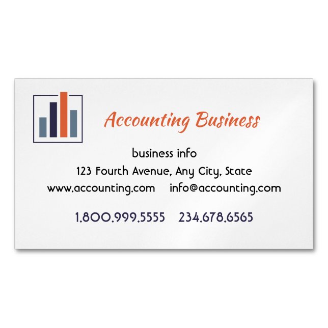 Accounting Bookkeeping  Custom Business  Magnetic Business Card (Front)