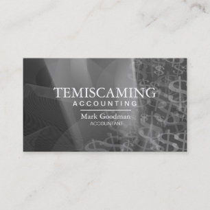 Accounting Business Card Black White Dollar Signs
