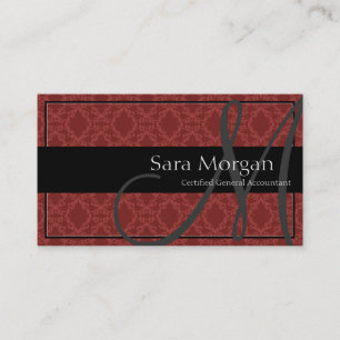 Accounting Business Card - Classy Monogram Damask