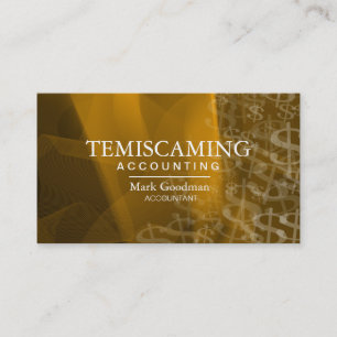 Accounting Business Card Gold White Dollar Signs