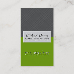 Accounting Business Card - Monogram Grey Plaid