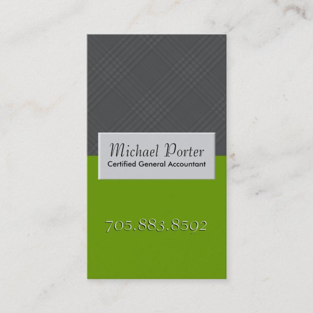 Accounting Business Card - Monogram Grey Plaid (Front)