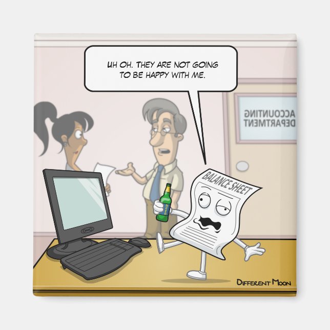 Accounting Drunk Balance Sheet Punny Square Magnet (Front)