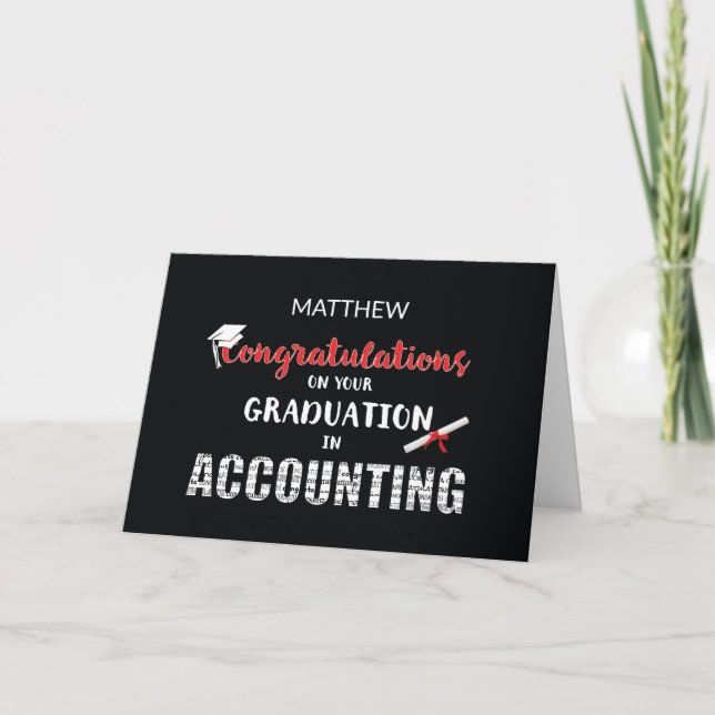 Accounting Graduation Congratulations Custom Name Card (Front)