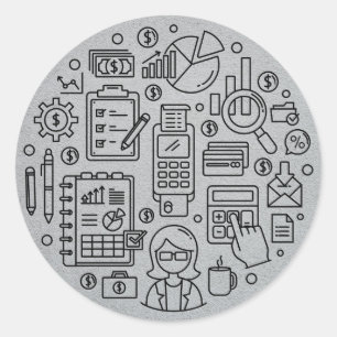 Accounting Illustrations Classic Round Sticker