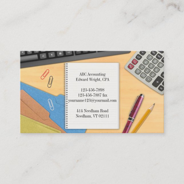 Accounting Office Work Desk Business Card (Front)