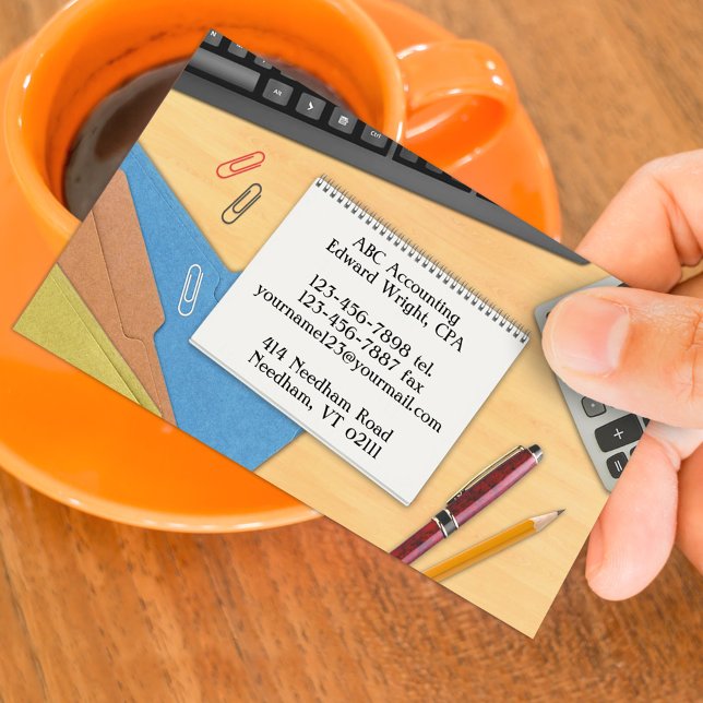 Accounting Office Work Desk Business Card (Creator Uploaded)