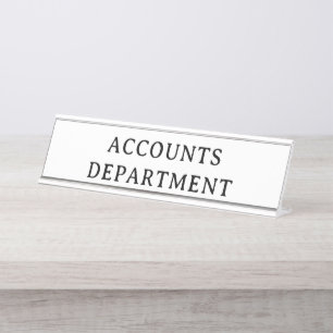 ACCOUNTS DEPARTMENT Professional Modern Desk Name Plate