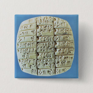 Accounts Table with cuneiform script, c.2400 BC (t 2 Inch Square Button