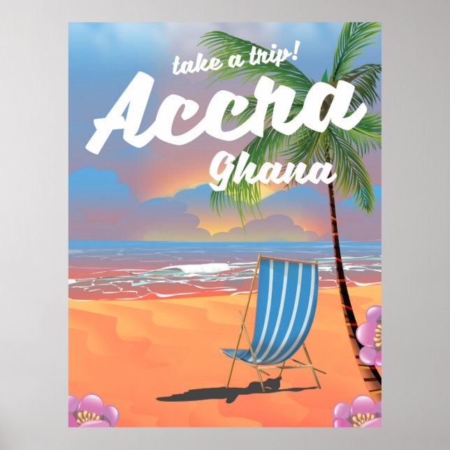 Accra Ghana affiche des voyages sur la plage (Devant)