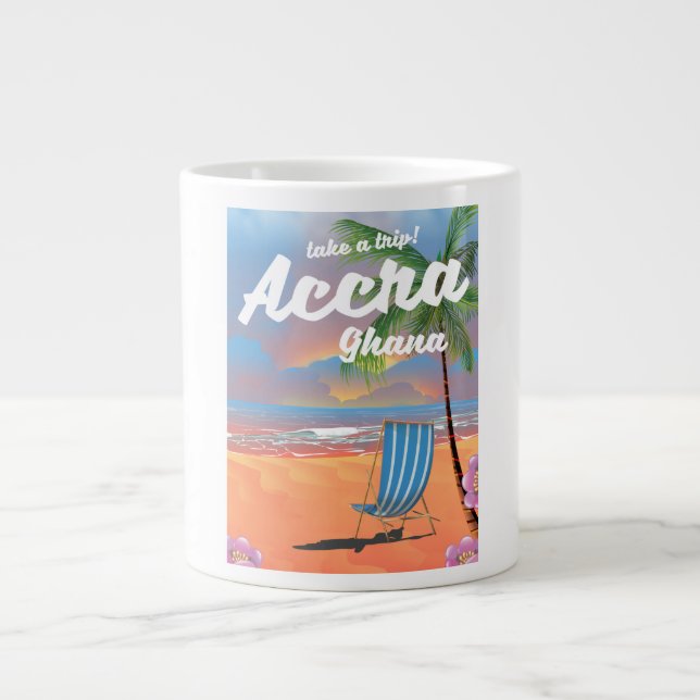 Accra Ghana beach travel poster Large Coffee Mug (Front)