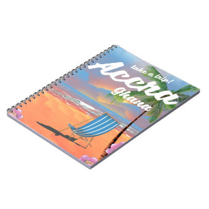 Accra Ghana beach travel poster Notebook