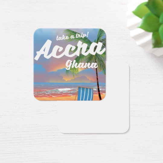 Accra Ghana beach travel poster Square Business Card