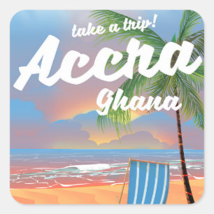 Accra Ghana beach travel poster Square Sticker