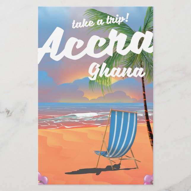 Accra Ghana beach travel poster Stationery (Front)
