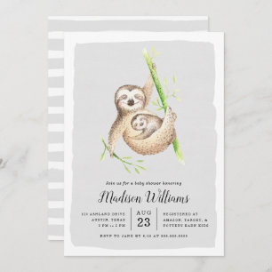 Accroché Sloth Baby Shower Invitations