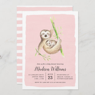 Accroché Sloth Baby Shower Invitations