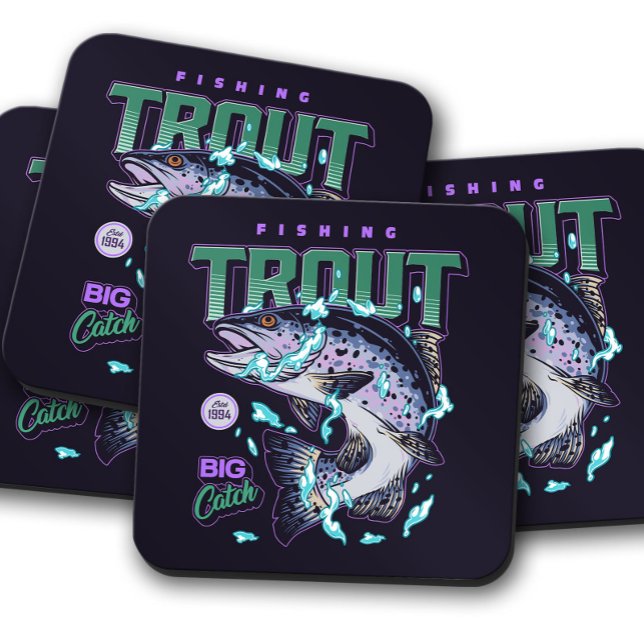 Accroché sur le Dessous de verre truite | Pêche à  (Créateur téléchargé)