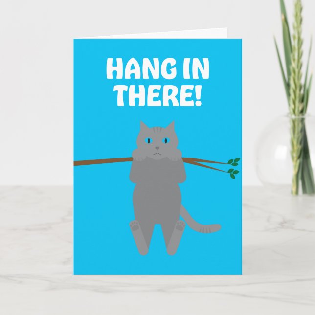 Accrochez-Vous À La Carte De Voeux De Chat (Devant)