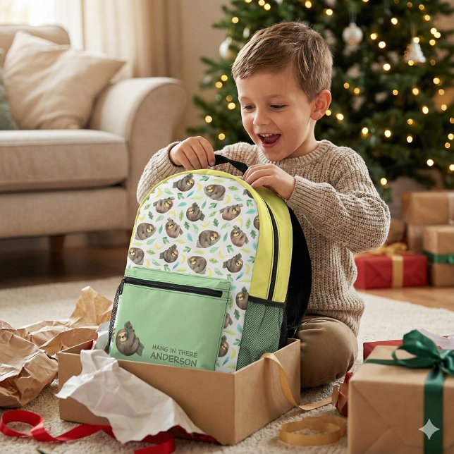 Accrochez-Vous Là Sac À Dos (Encourage someone special with this, "Hang in there" personalized sloth backpack! )