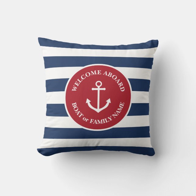 Accueil à rayures nautiques à bord d'un coussin (Recto)