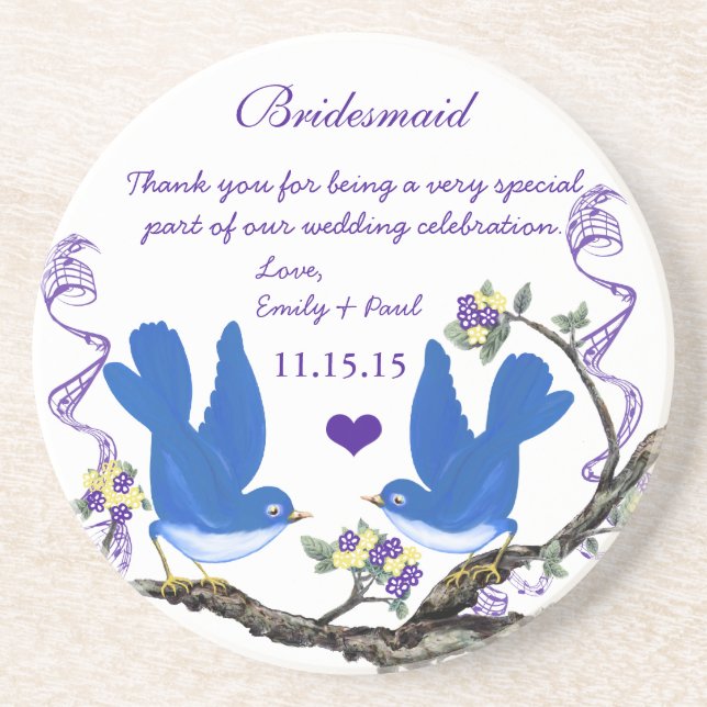 Accueil Bridesmaid Dessous de verre d'oiseaux Vint (Devant)