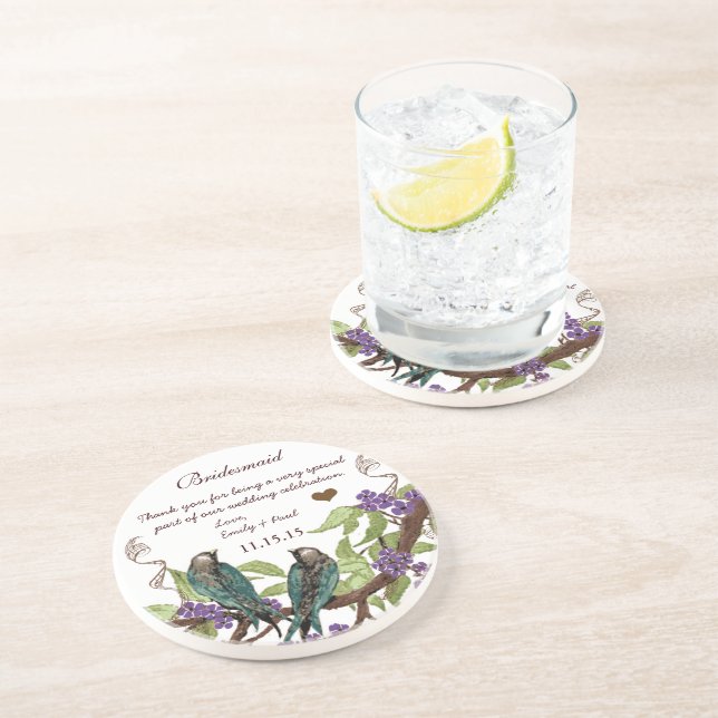 Accueil Bridesmaid Dessous de verre d'oiseaux Vint (Côté)