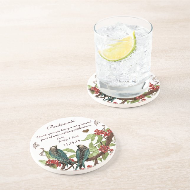 Accueil Bridesmaid Dessous de verre d'oiseaux Vint (Côté)