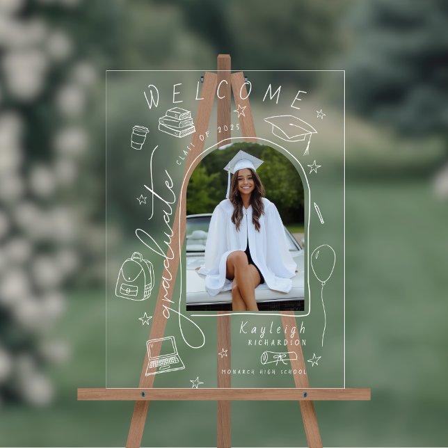 Accueil de l'obtention du diplôme de photographie  (Shown on a 12" x 18" acrylic sign
)