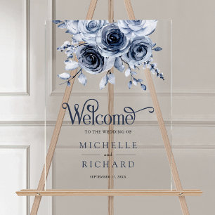 Accueil de mariage floral bleu poussiéreux