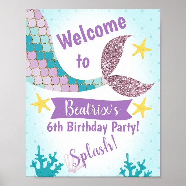 Accueil de sirène personnalisée Poster de fête d'a (Devant)