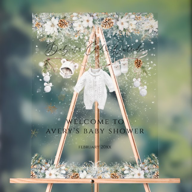 Accueil du Baby shower de ligne de  froid (Neutre)