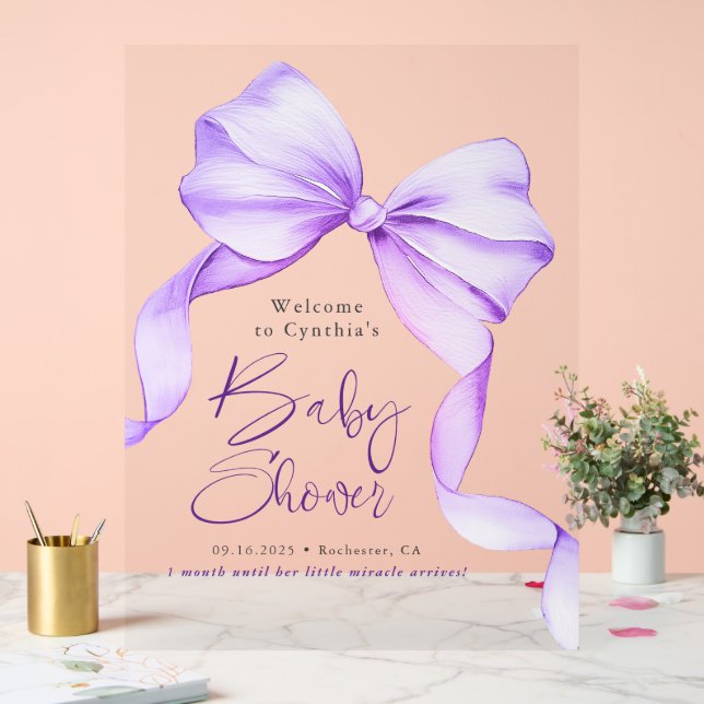 Accueil du Baby shower de ruban pourpre Bow (Mariage)