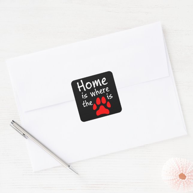 Accueil est où l'empreinte de patte est Stickers C (Enveloppe)