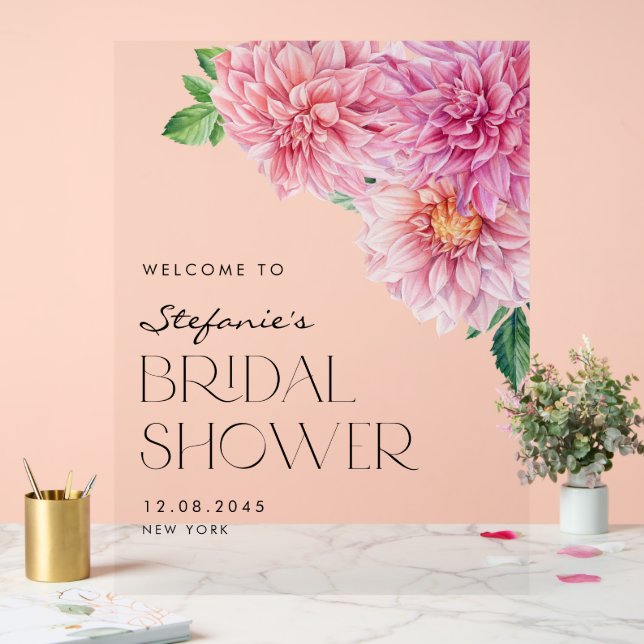 Accueil Fête des mariées Dahlia Aquarelle Rose (Mariage)