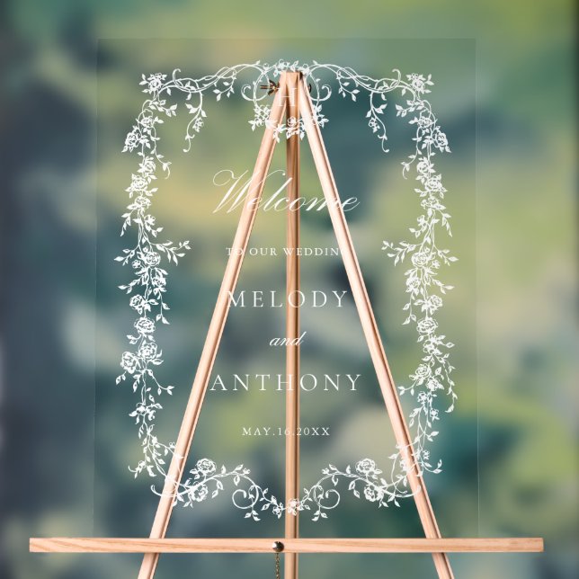 Accueil Mariage Floral Victorien Français Classiqu (Neutre)