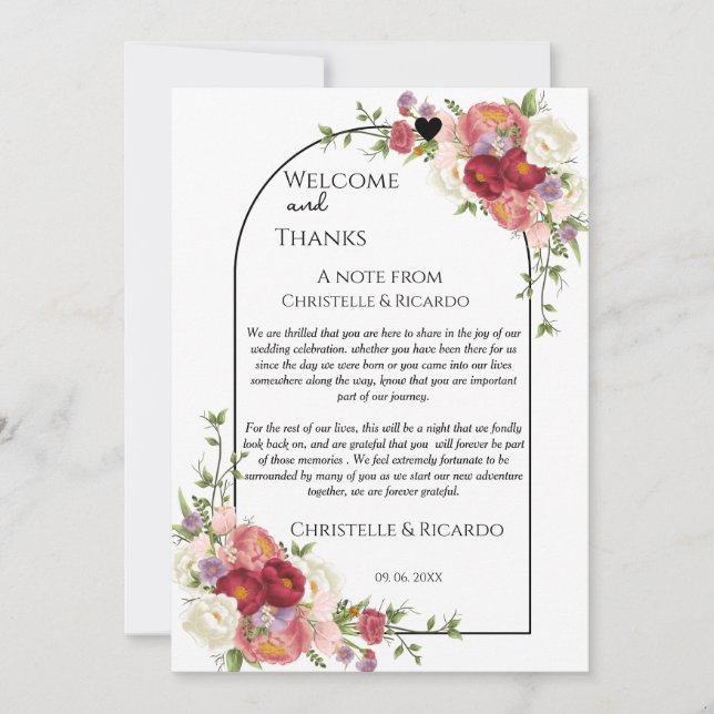 Accueil moderne et merci table d'hôtes mariage (Devant)