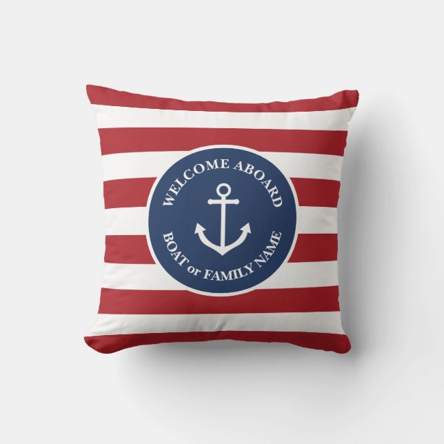 Accueil Nautique rayé à bord du coussin (Recto)